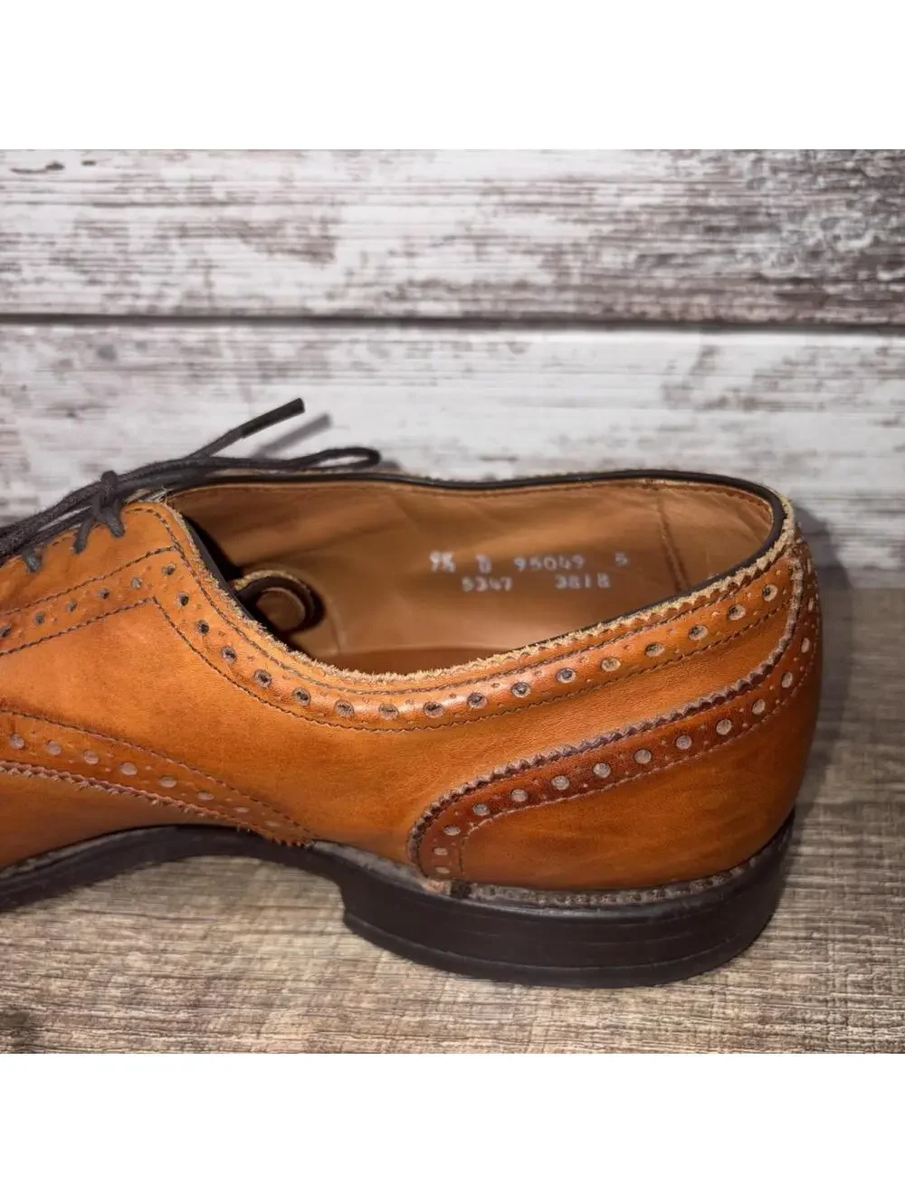ALLEN EDMONDS Sanford Oxford Shoes Mens 9.5 D Brown Leather Cap Toe Brogue USA